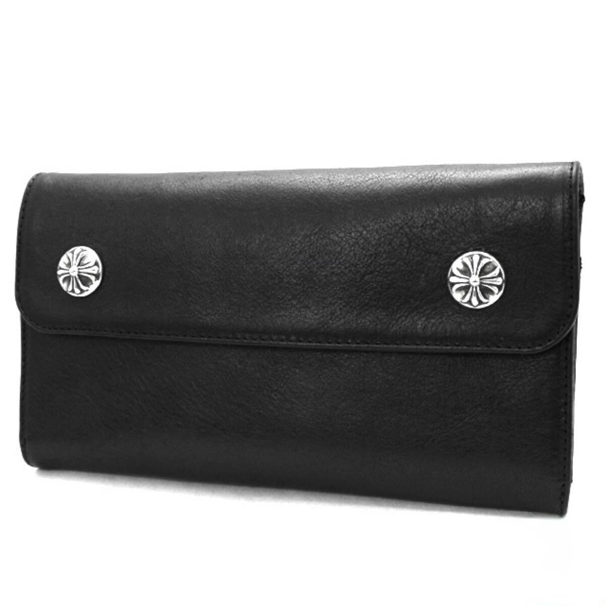 クロムハーツ ウェーブミニ クロスボールボタン レザーウォレット