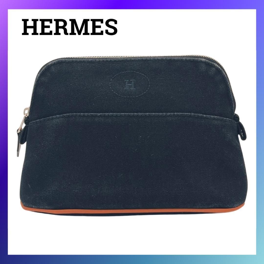 エルメス キャンバス ボリードポーチ20 ポーチ 化粧 小物 入れ ブラック