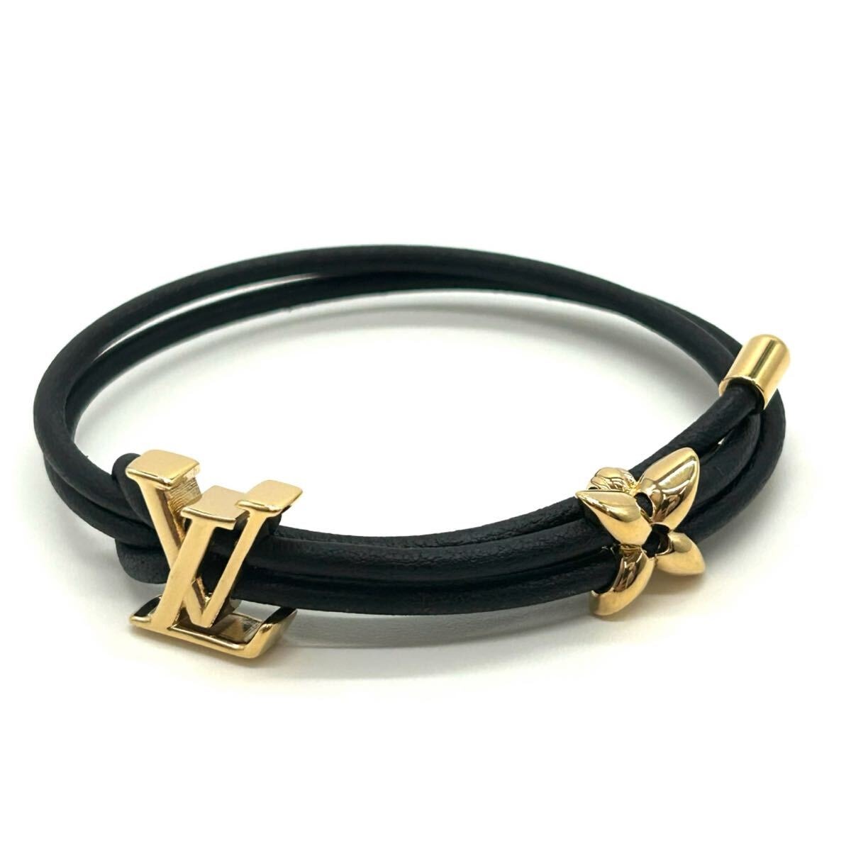 LOUIS VUITTON　ルイ・ヴィトン　ブレスレット・LV ブルーム　M8142Z　ブラック　ゴールド　レザー　ブレスレット　アクセサリー　小物　