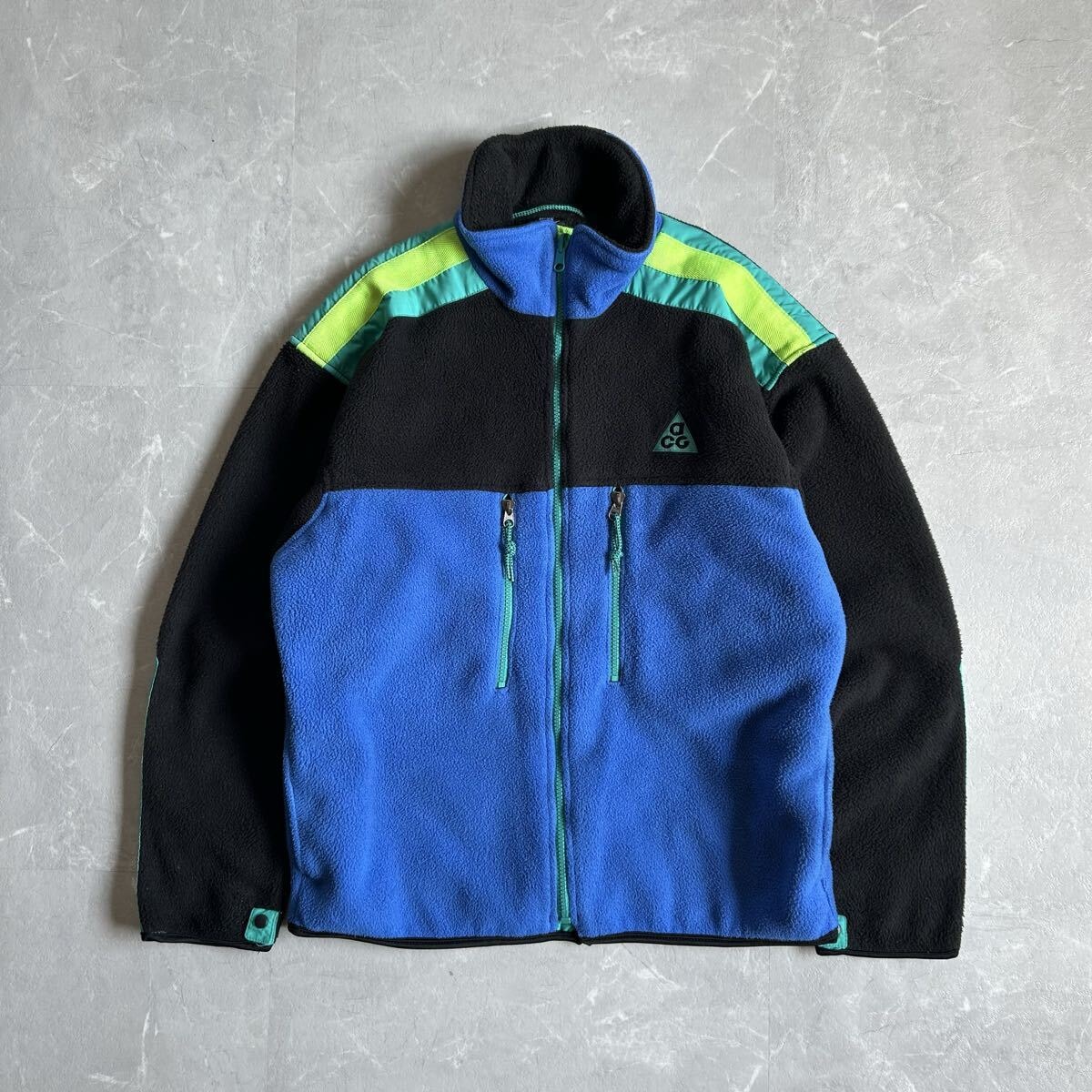 希少 80s 90s USA製 NIKE ACG フリースジャケット Makalu 短丈 アメリカ製 ナイキ メンズ M 古着 Vintage ボア スナップt ナイロン切替 y2k