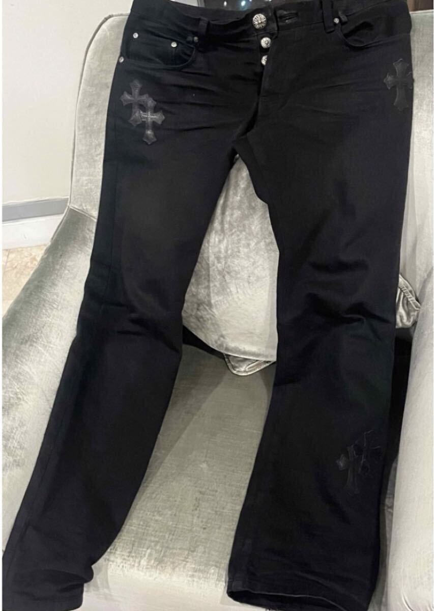 CHROME HEARTS クロムハーツ　クロスパッチ　ボタンフライデニム　W33