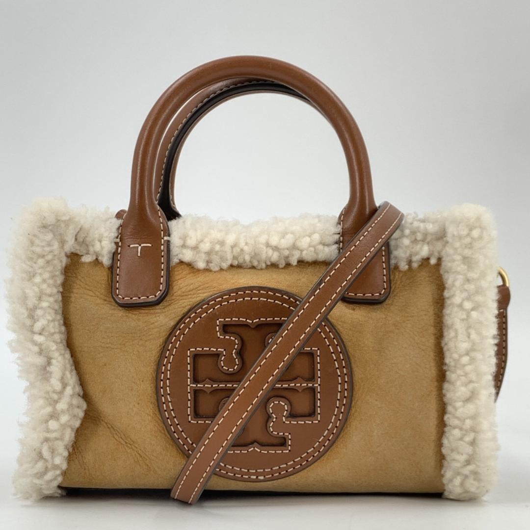 極美品 Tory Burch トリーバーチ エラ シアリング 2way ハンドバッグ ショルダーバッグ クロスボディ ムートン レザー 本革 ブラウン 茶色