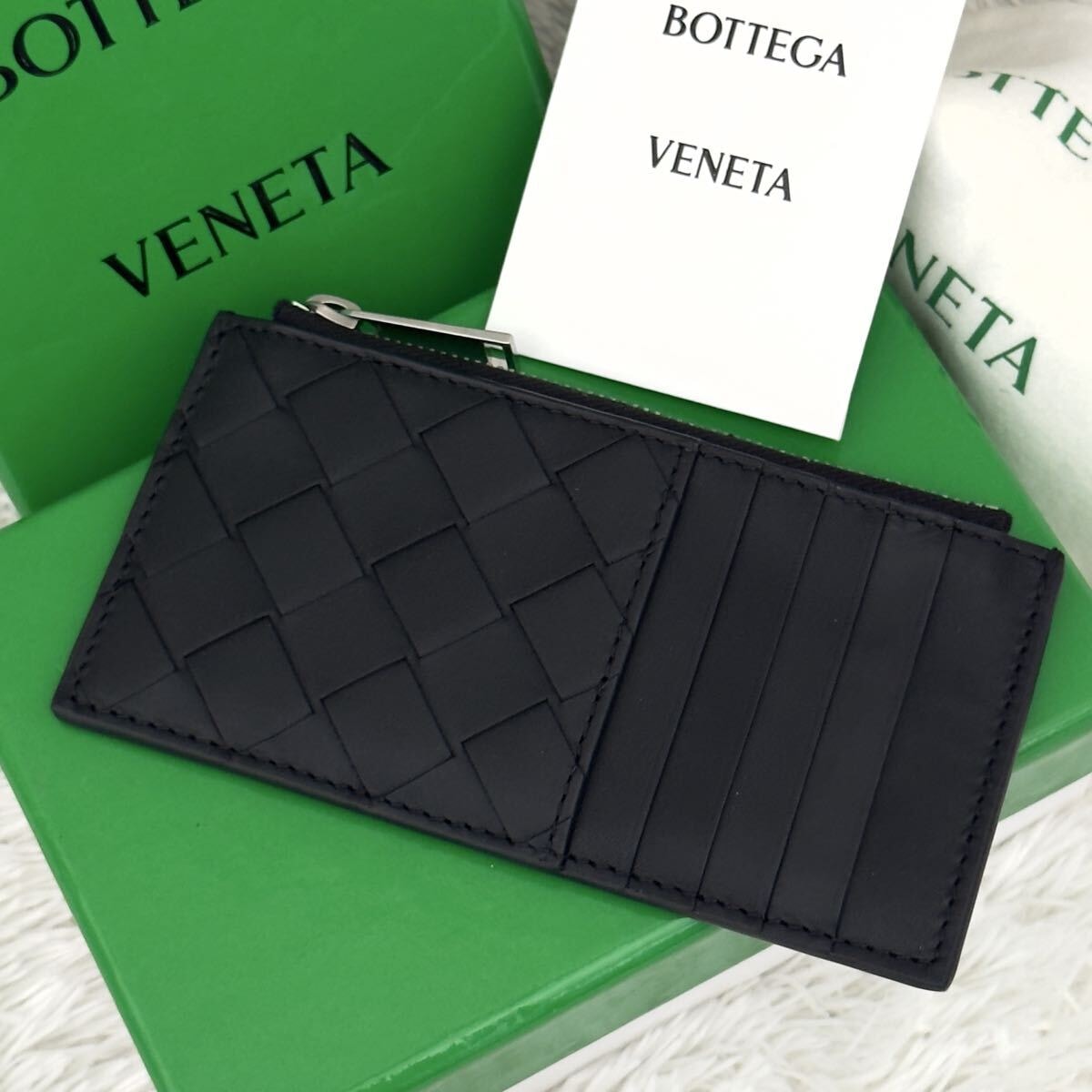 ☆新品級☆ICチップ BOTTEGAVENETA フラグメントケース 財布 ボッテガヴェネタ イントレチャート レザー 付属品付