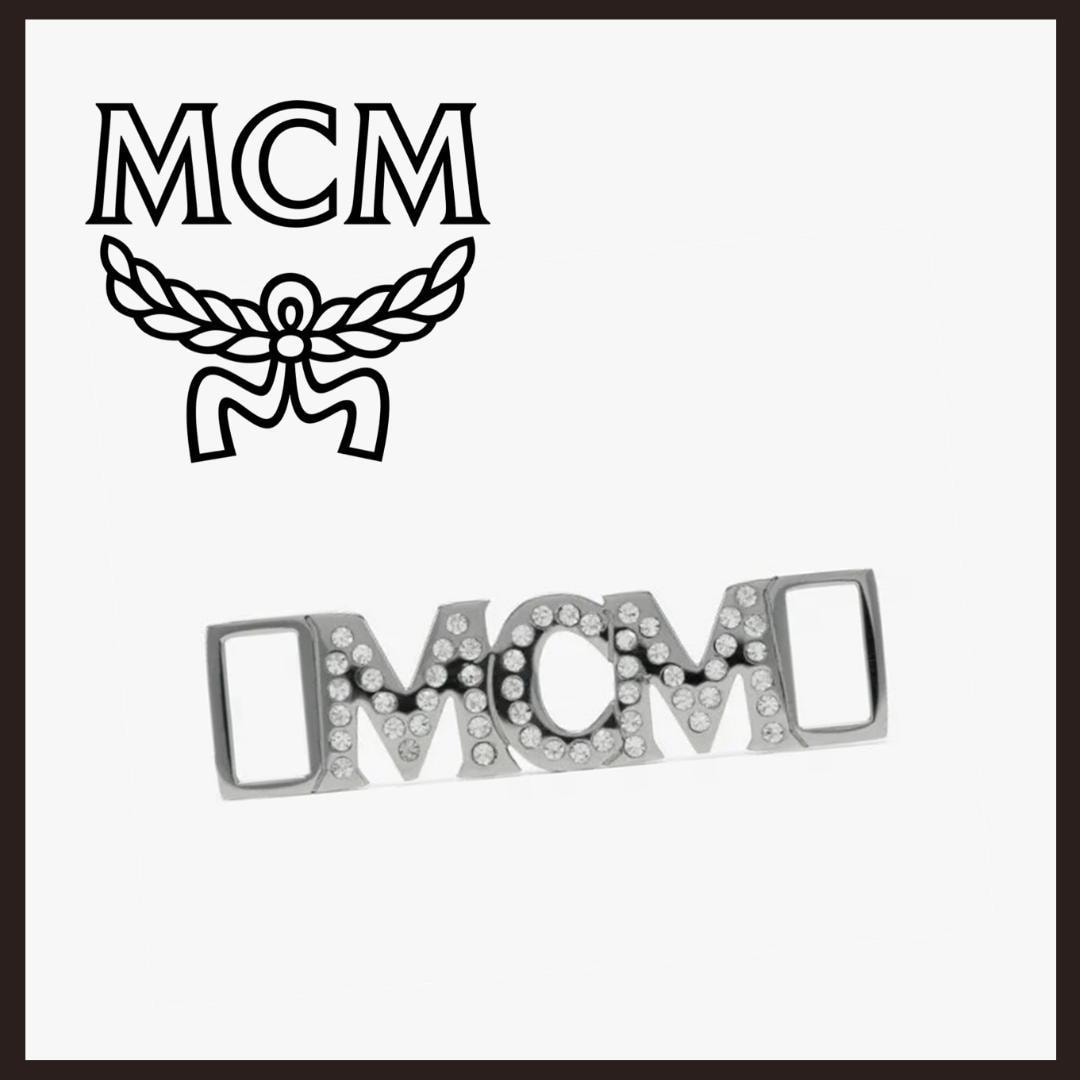 ○★新品 未使用 MCM ロゴ シューストラップタグ 定番デュブレ シルバー○●