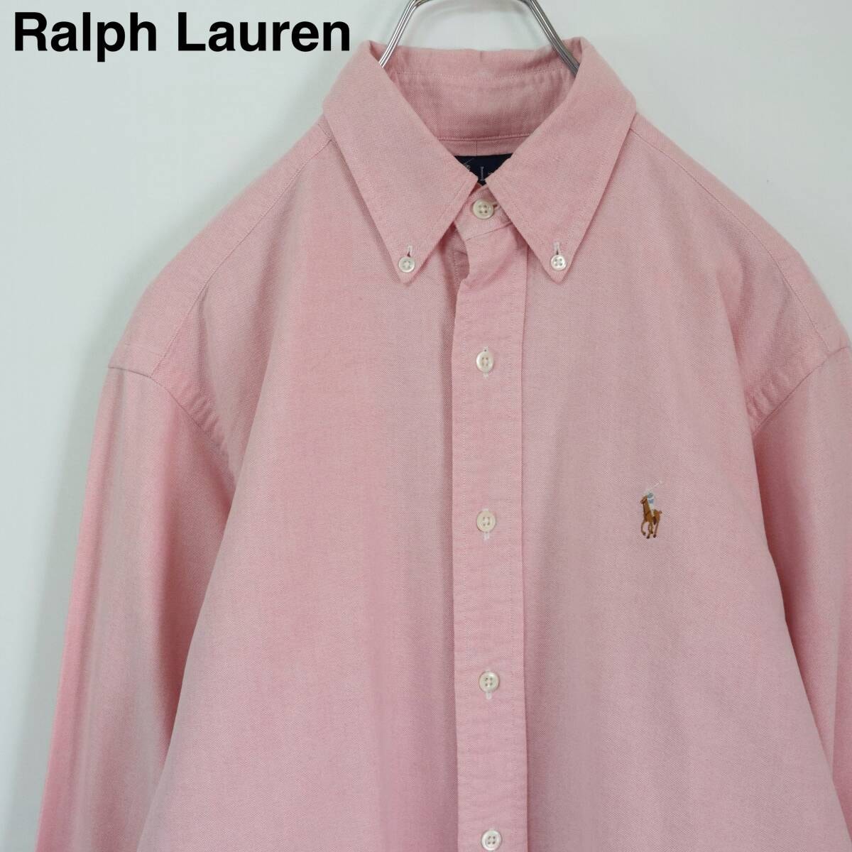 【パステルカラー】ラルフローレン BDシャツ 刺繍ロゴ 桜色 ペールトーン 無地