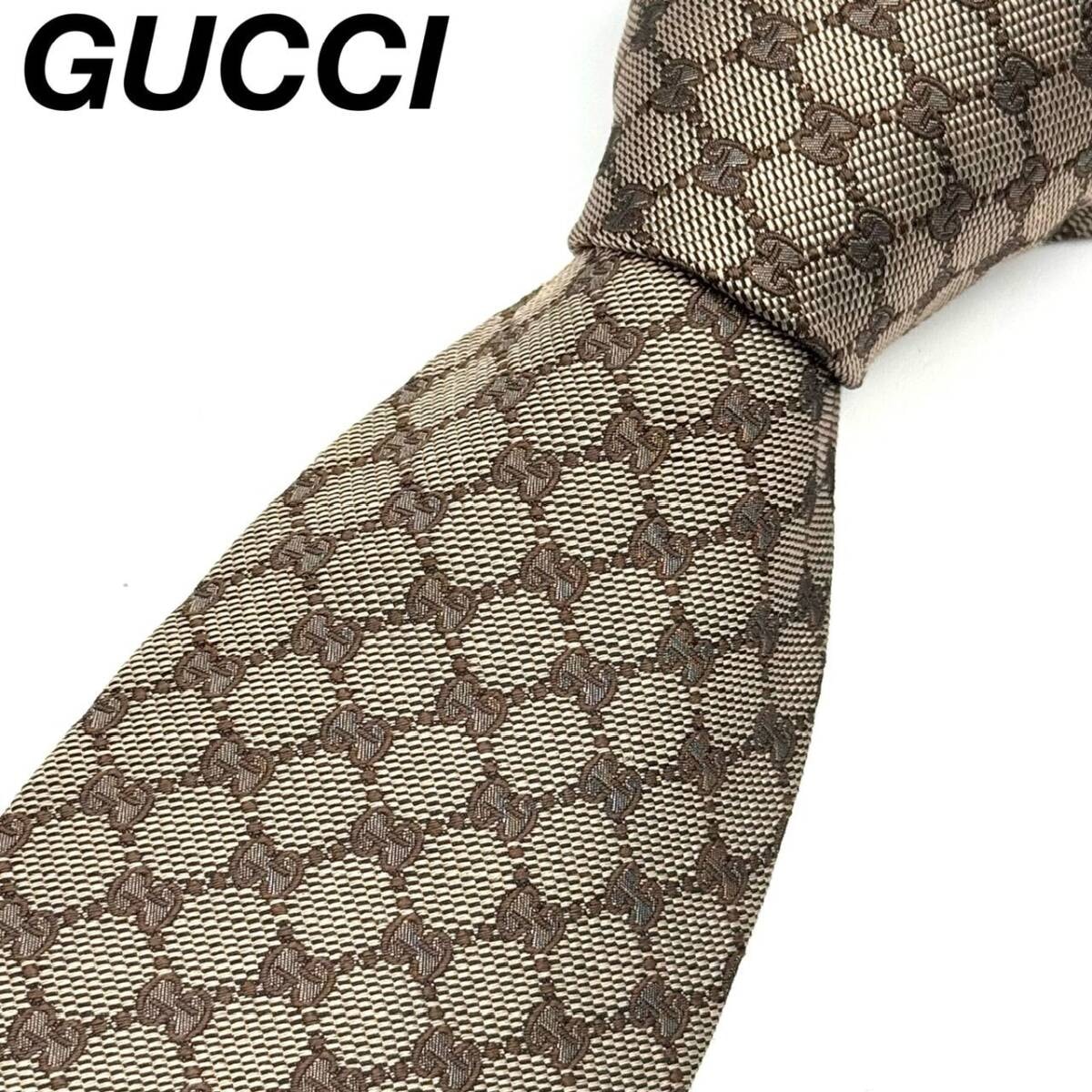 GUCCI マイクロ gg 総柄 ベージュ ネクタイ 2-70-83