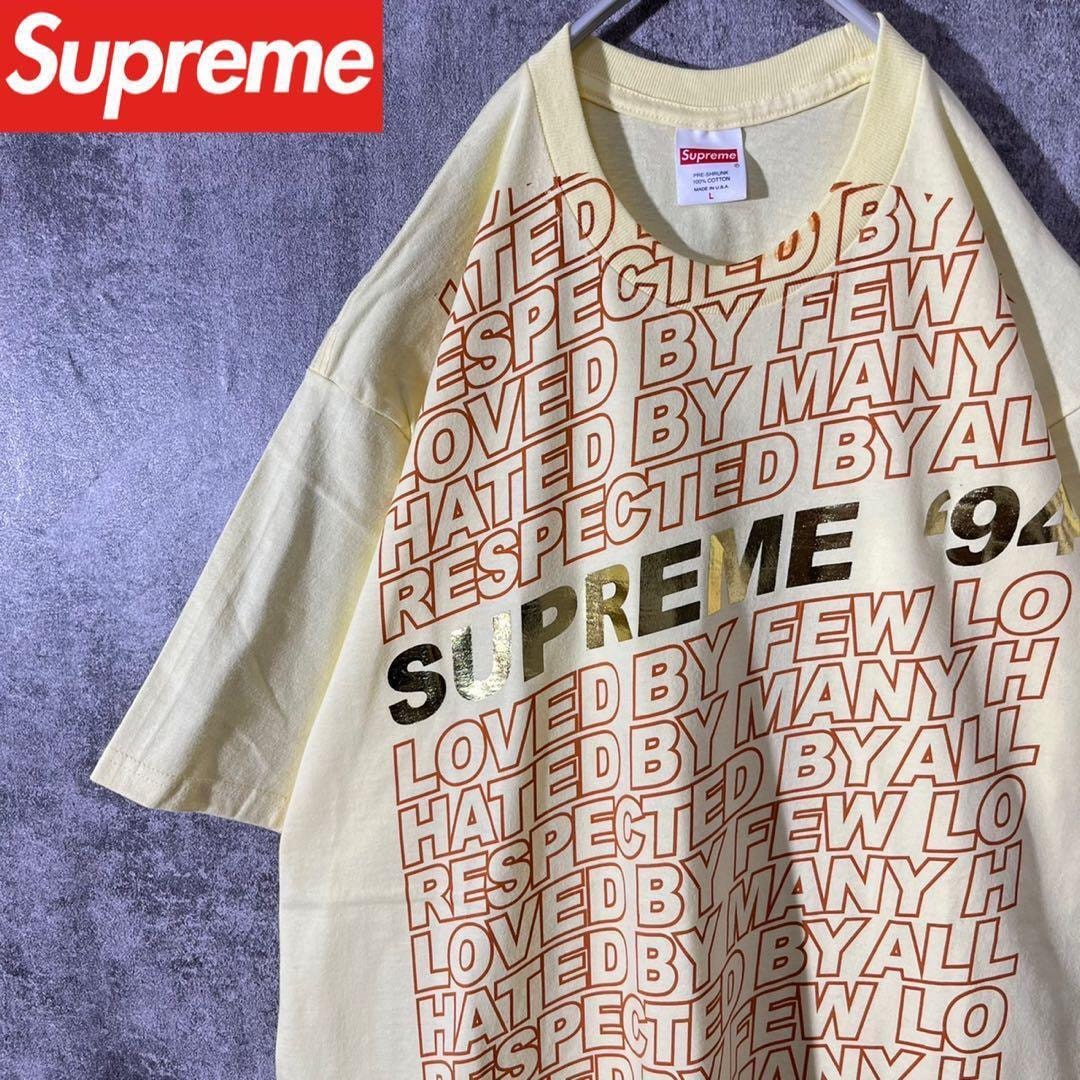 [大人気]　シュプリーム　Tシャツ　プリント◎　英字　総柄　企業ロゴ　存在感◎