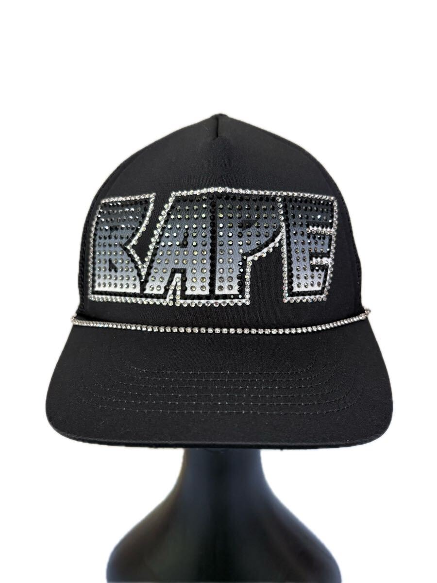 未使用に近い】A BATHING APE KISSロゴ ラインストーン メッシュ