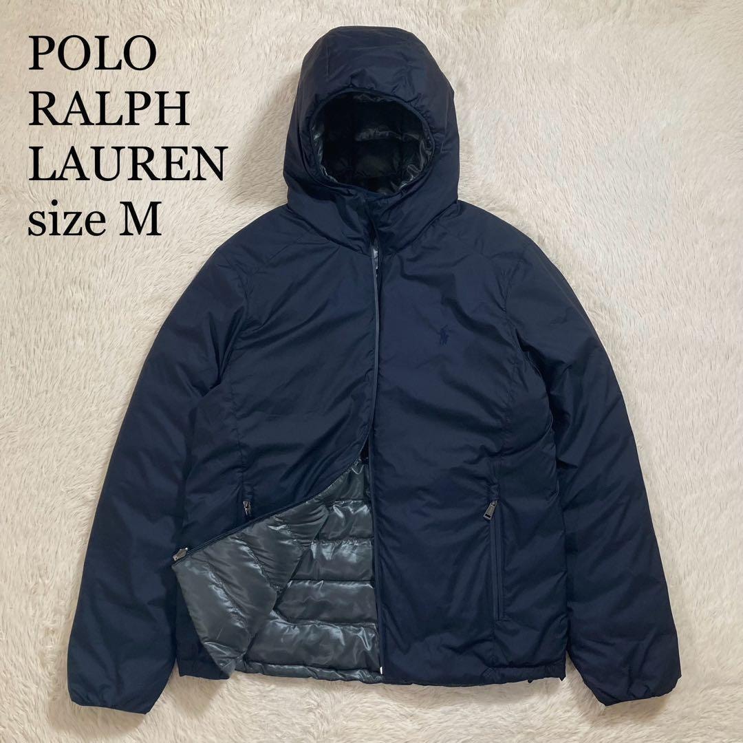 美品 POLO RALPH LAUREN ポロラルフローレン リバーシブルジャケット ポニーロゴ 中綿入り フード
