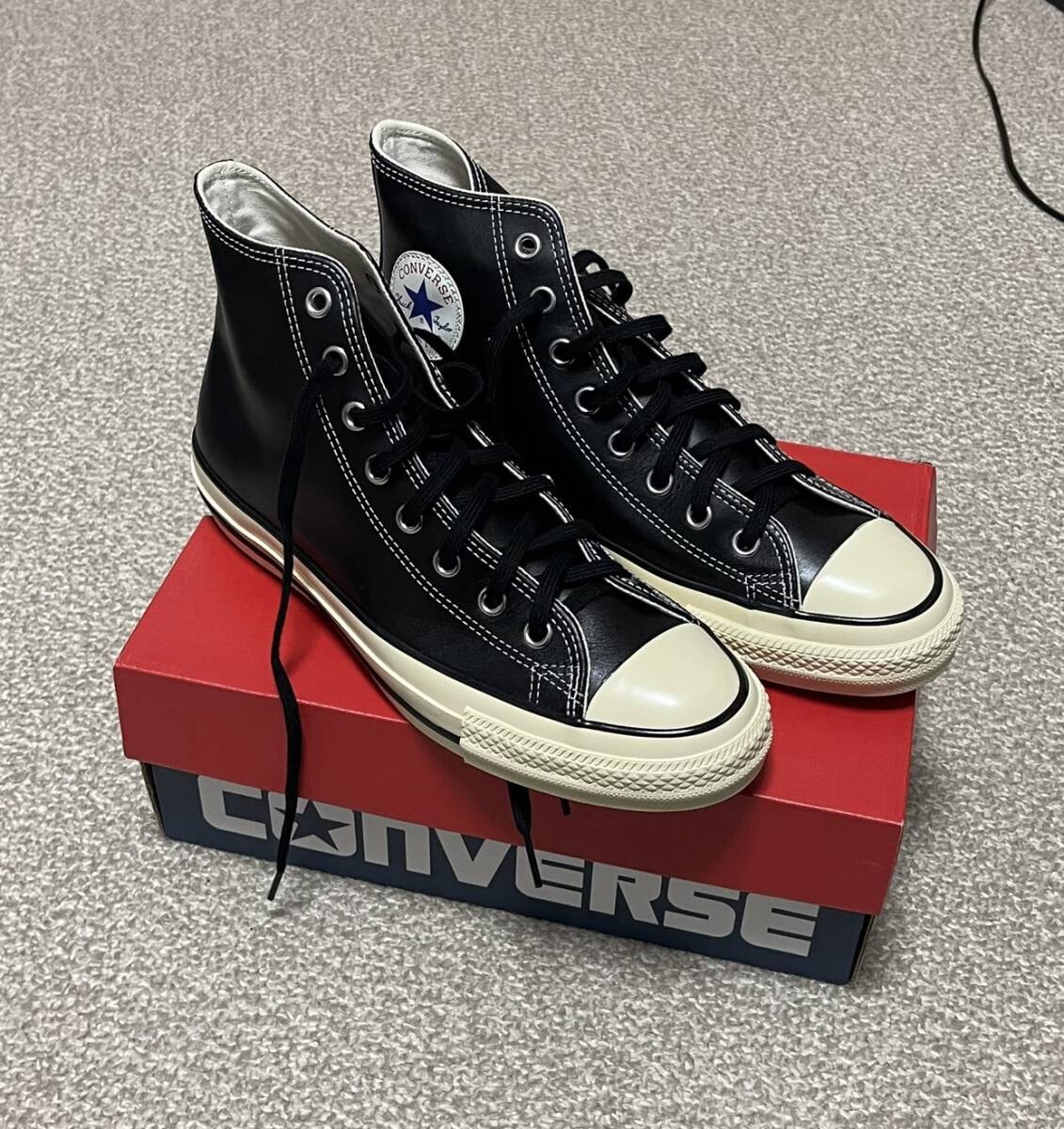 CONVERSE ブラックレザーのコンバース オールスターHI 26.5CM 