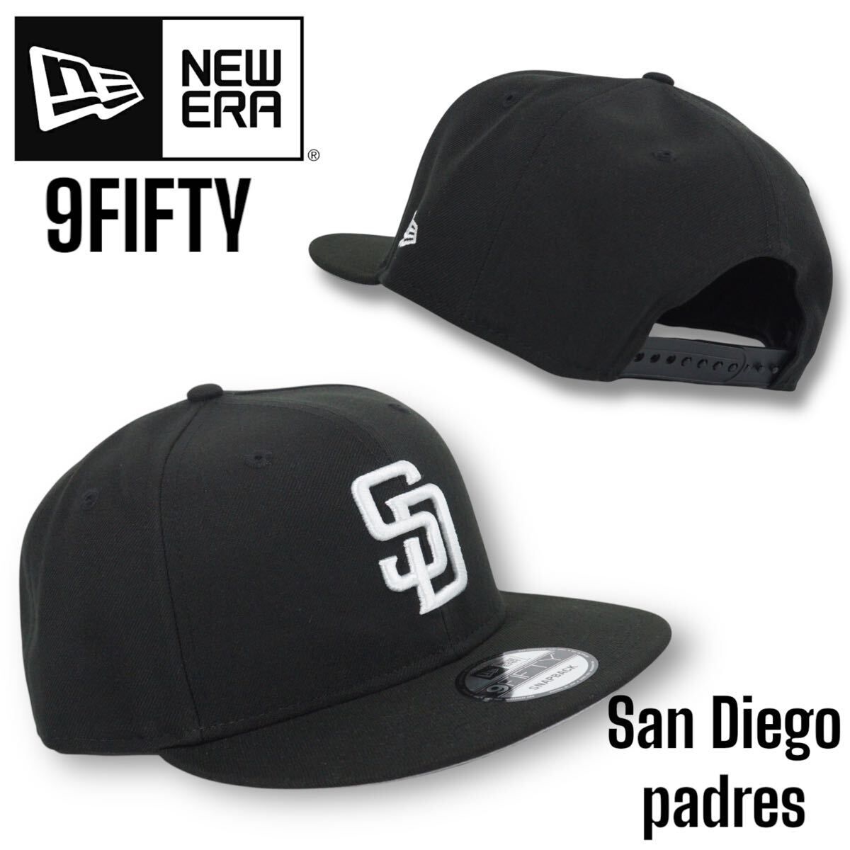 ◆正規品◆NEWERA San Diego Padres 9Fifty Black Cap / サンディエゴ パドレス 950 キャップ　ニューエラ　ダルビッシュ有 タティスJr