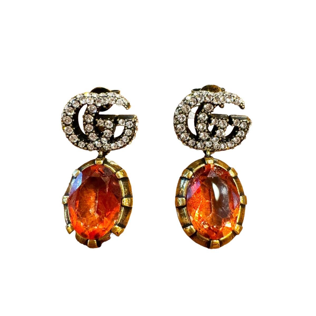 Gucci グッチ 赤 レッドクリスタル ピアス