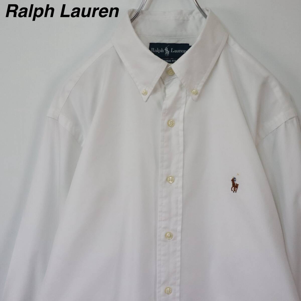 【大人気】ラルフローレン BDシャツ 刺繍ロゴ L〜XLサイズ相当 白 無地