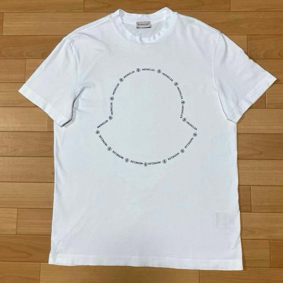 美品　モンクレール　ワッペン ロゴプリント　M ホワイト Tシャツ　3S430