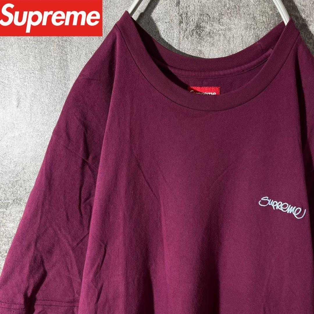 [大人気]　シュプリーム　Tシャツ　刺ロゴ　シンプル◎　ワンポイント　ゆるダボ