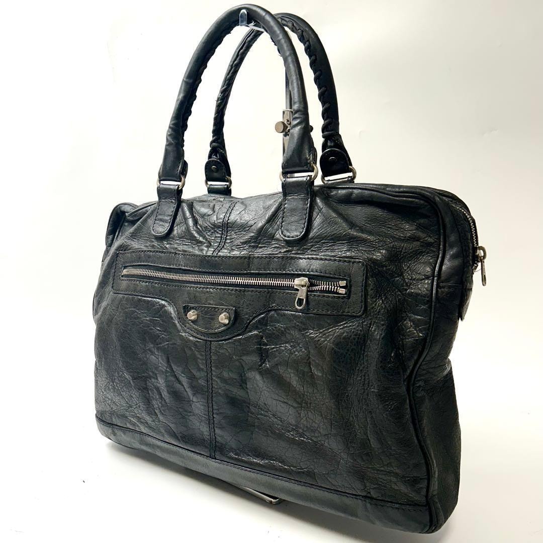 バレンシアガ　ミニフォルダー　シティ　ビジネスバッグ　スタッツ　ブラック