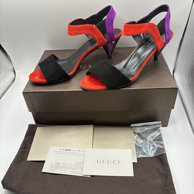 GUCCI スエードオープントゥハイヒール GUCCI - グッチ スウェード ウッドヒール パンプス グレーの通販