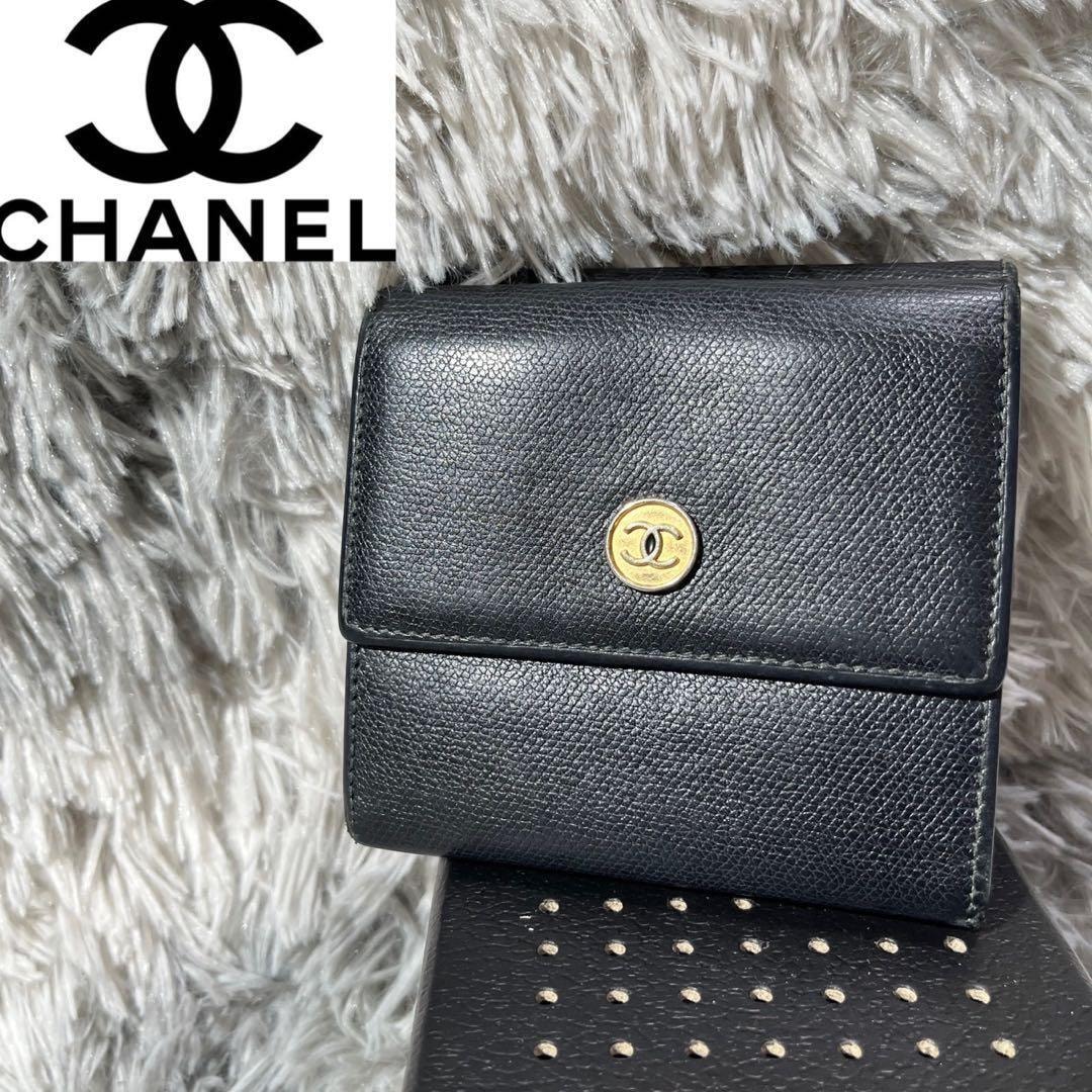 [大人気]　シャネル　ＣＨＡＮＥＬ　３つ折り財布　ココマーク　プレート　レア
