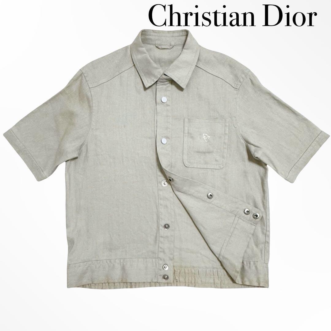 DIOR ショートスリーブ　シルクシャツ　ライトグレー系 ディオール メンズ ショートスリーブ シャツ ディオール オブリーク