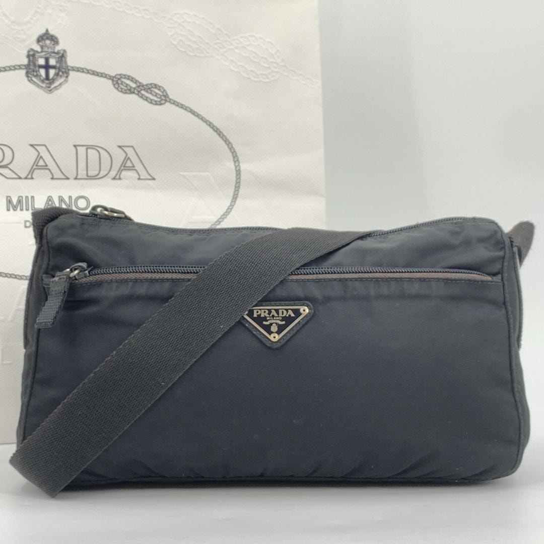 ★3日以内返品可★ 美品 PRADA プラダ Re-Nylon ロゴ ショルダーバッグ フィオルダリーゾ 1BH204 2wayショルダーバッグ グレー ナイロン レディース PRADA - ☆3日以内返品可☆ 美品 PRADA プラダ Re-Nylon ロゴ