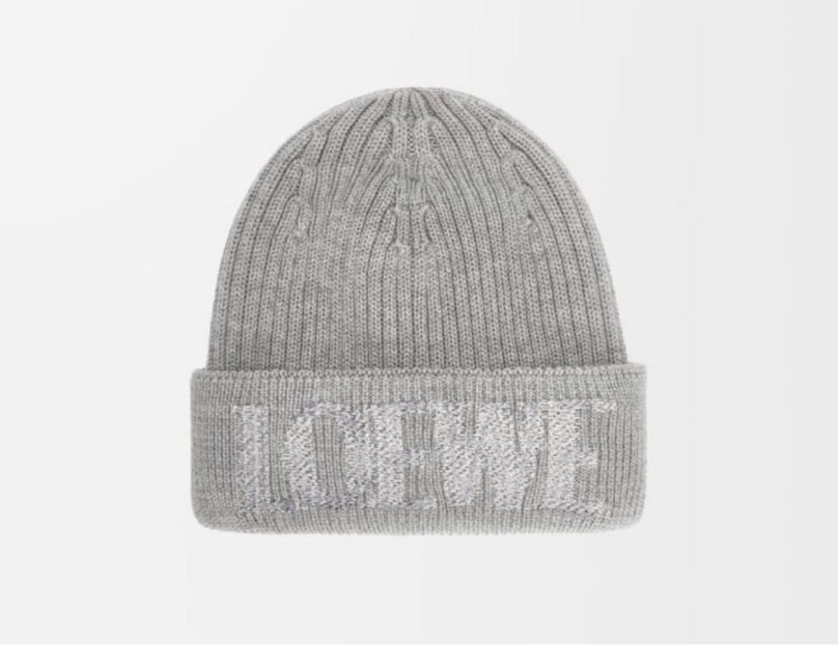 美品 LOEWE ロエベ ニット帽 ビーニーニットキャップ グレー ニット帽 ビーニー