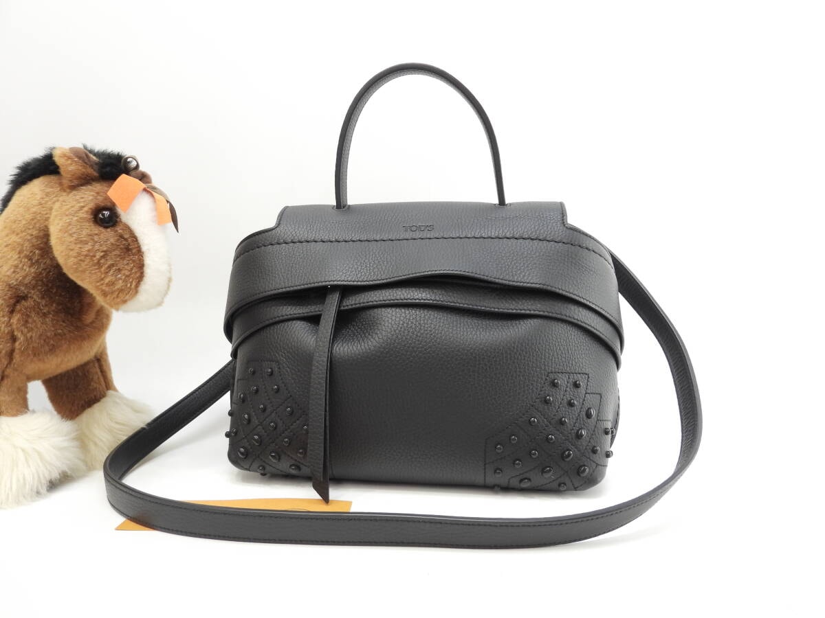 トッズ s付ハンドバッグ ゴンミーニスモール レザー黒 ポシェット 未使用品@ 2