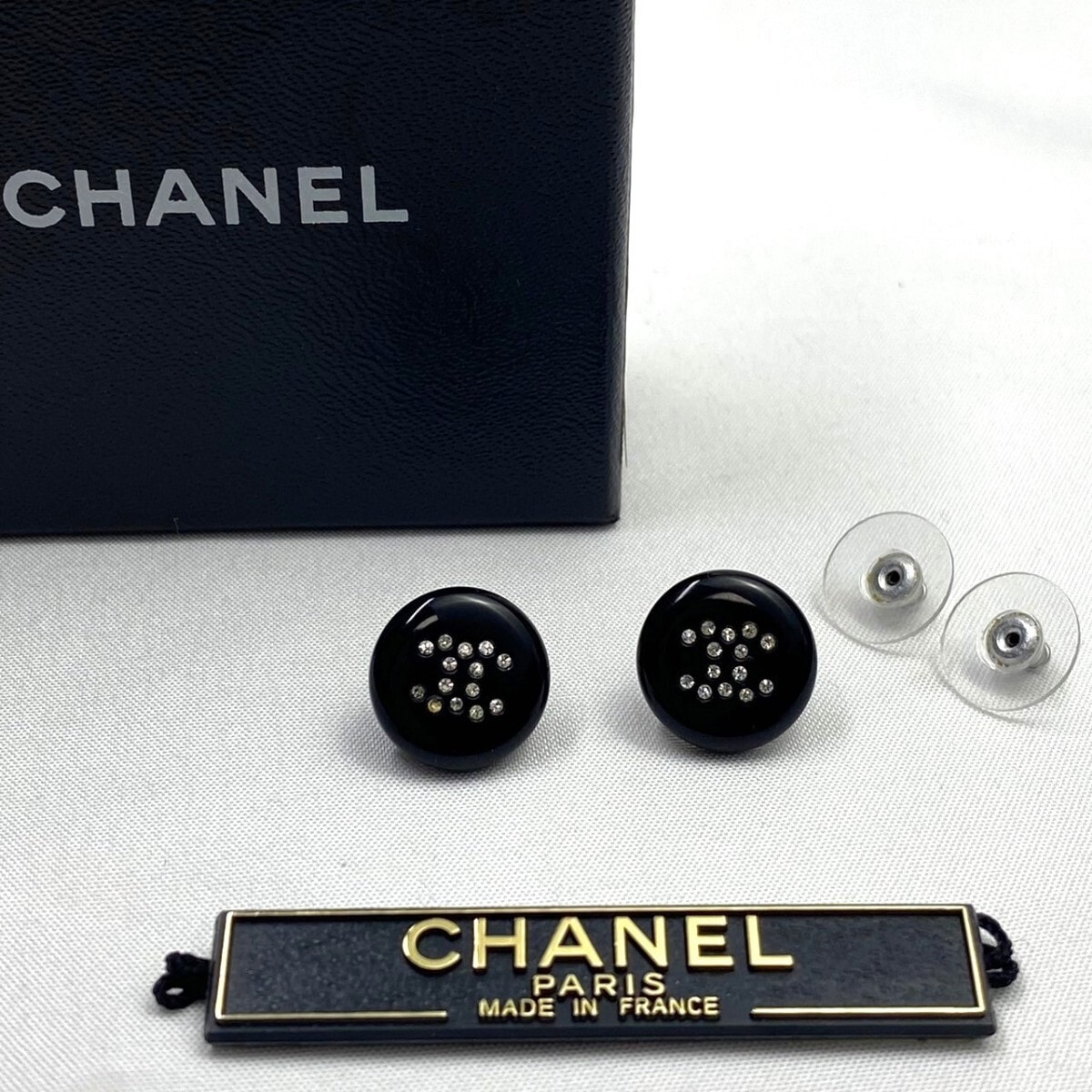 やや傷や汚れあり】1968 CHANEL シャネル ラインストーン ピアス
