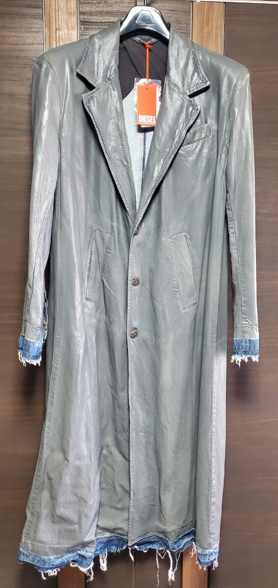 DIESEL ディーゼル デニム切替ロングコート グレー 未使用タグ付き