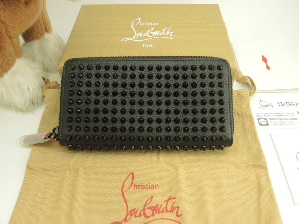 クリスチャンルブタン ロングウォレット パネトーネスタッズ レザー黒 ジップ長財布 未使用@ 6