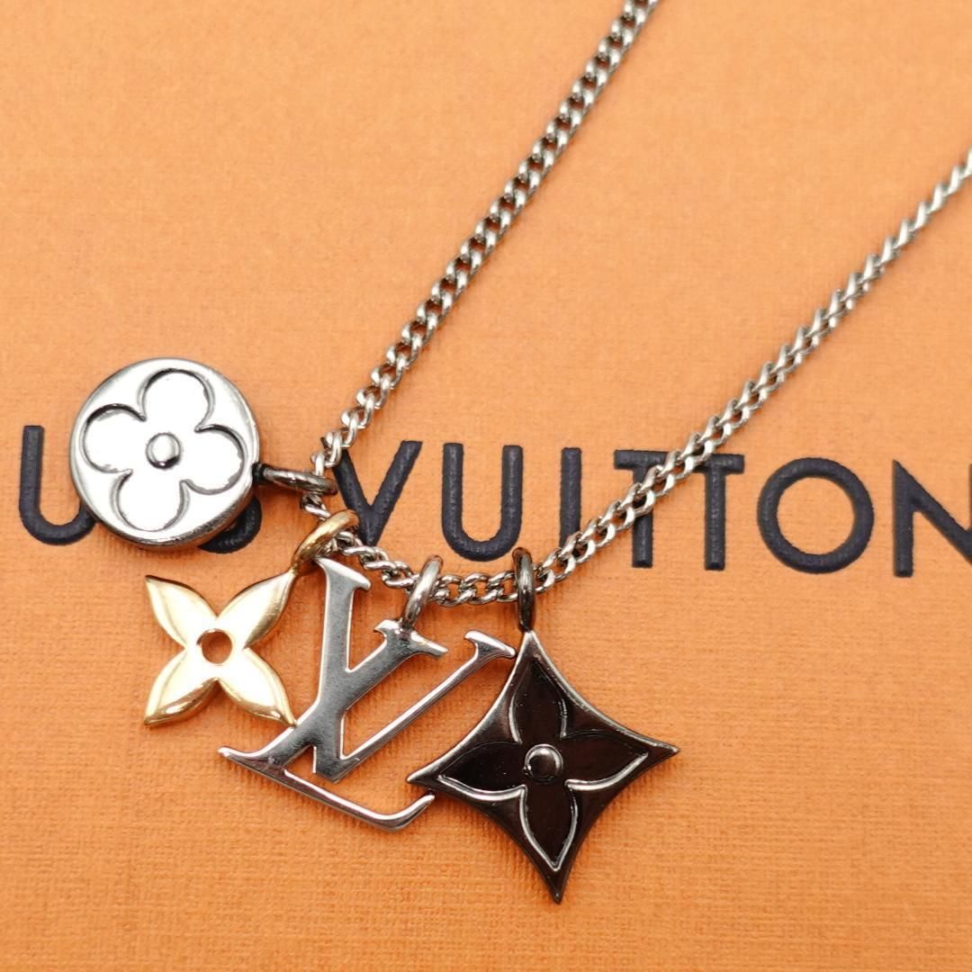 ルイヴィトン インスティンクト ネックレス シルバー LV メンズ モノグラム