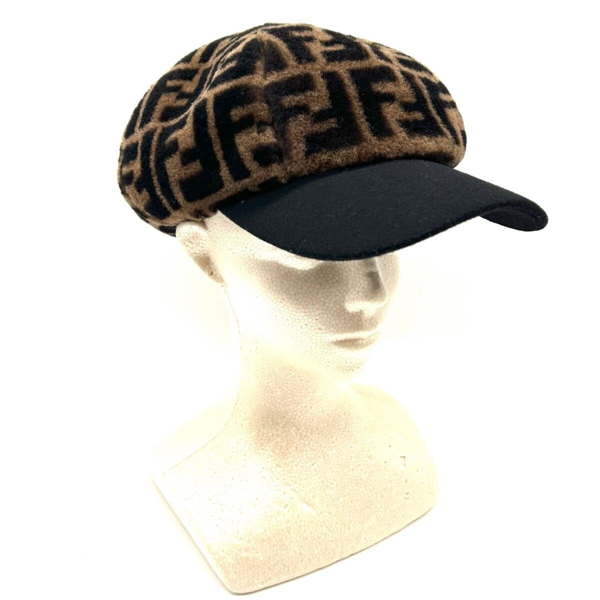 目立った傷や汚れなし】FENDI フェンディ キャップ ズッカ ウール ボア