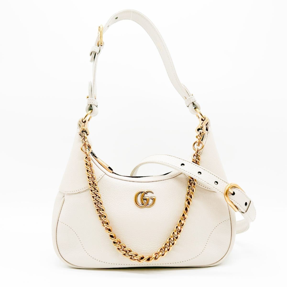 未使用　GUCCI　グッチ　アフロディーテ　スモール　ショルダーバッグ　２WAY　GGマーモント　731817　ワンショルダー　アイボリー　レザー