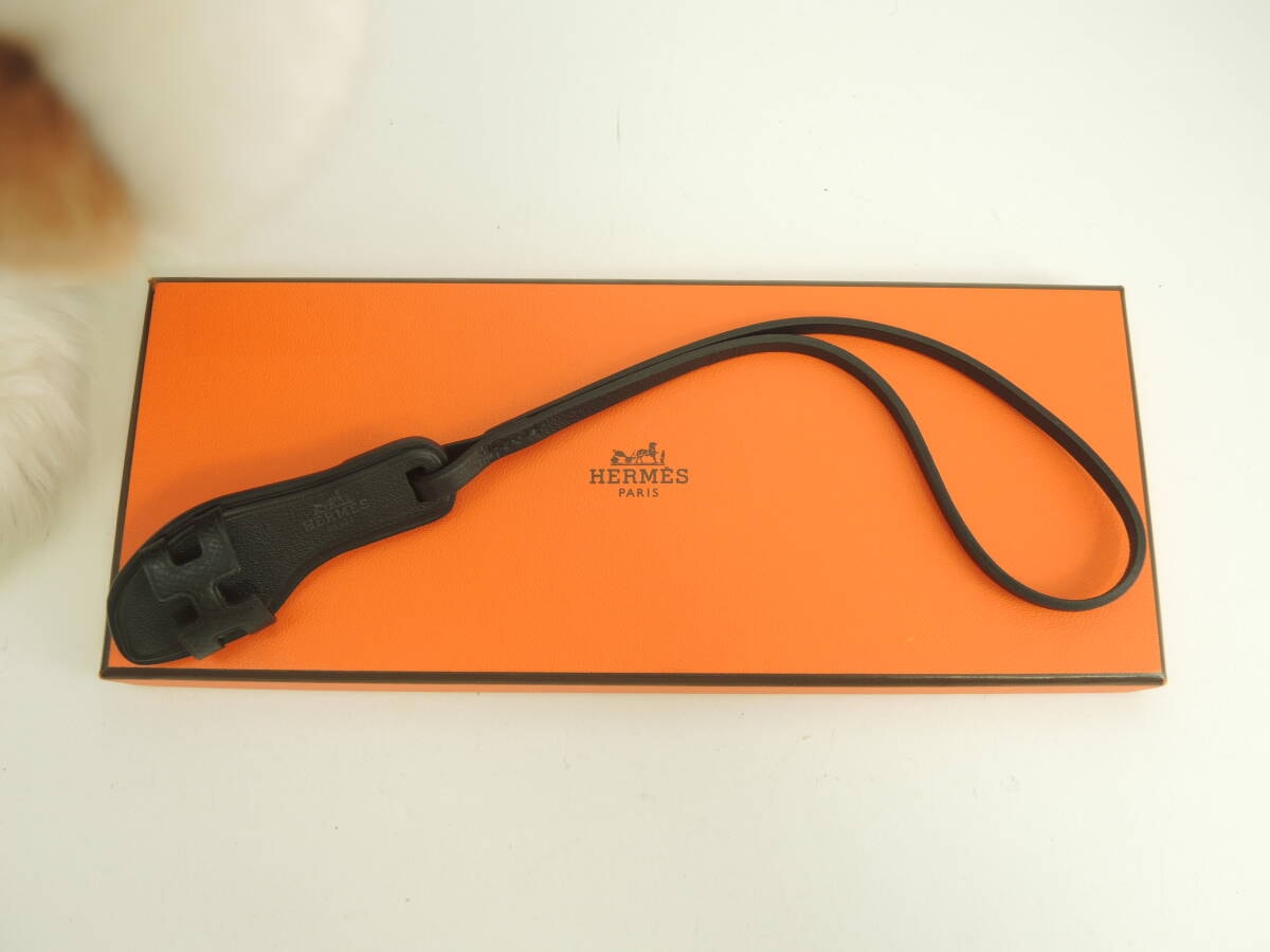 エルメス バッグチャーム オランナノ エプソンレザー黒 ストラップアクセサリー 新品@ 6