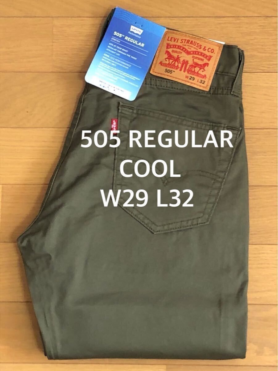 Levi's 505 REGULAR OLIVE NIGHT S LTWT REPREVE COOL W29 L32