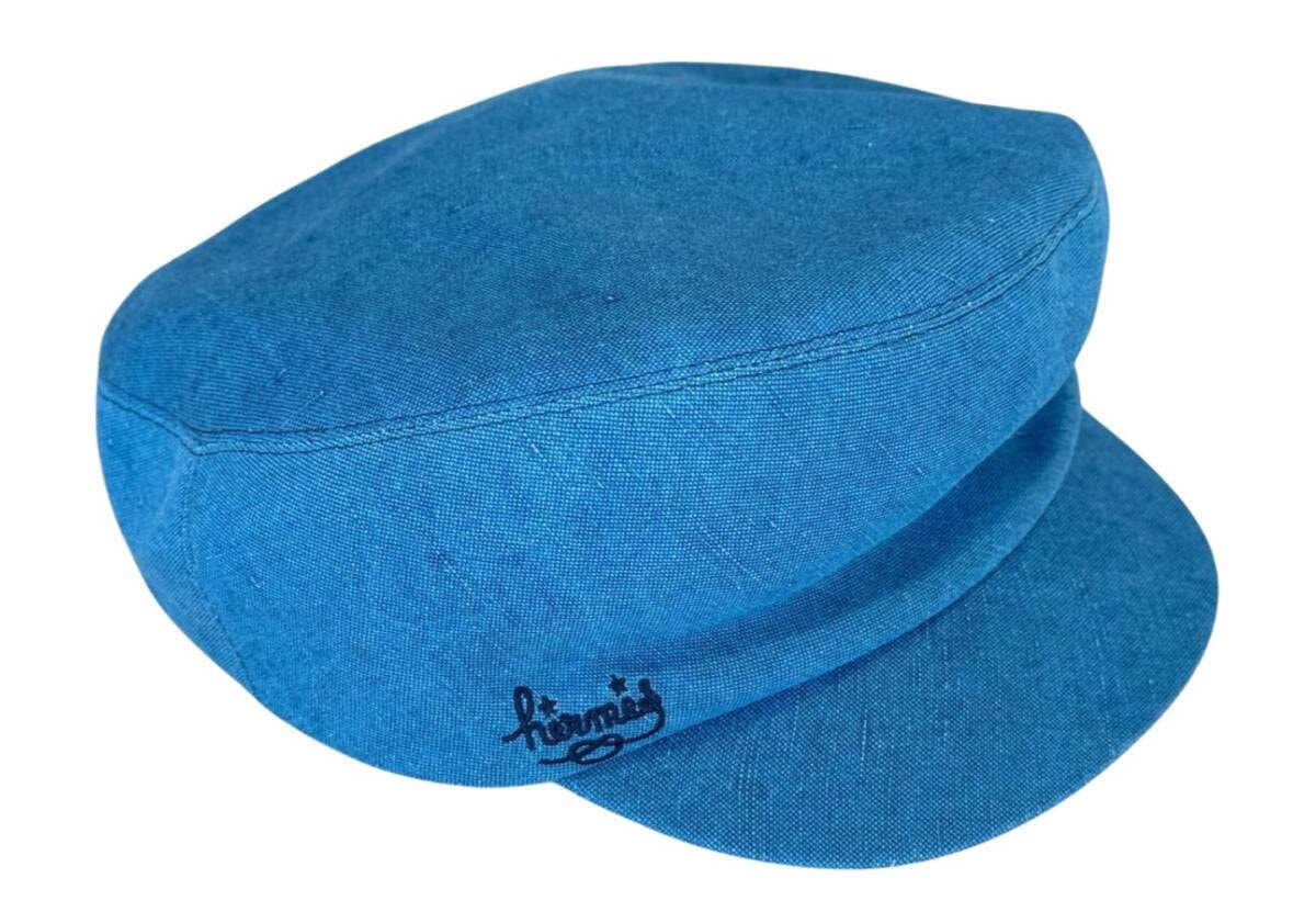 【HERMES(エルメス)】キャスケット リネン デニム 麻 デニム ブルー 青