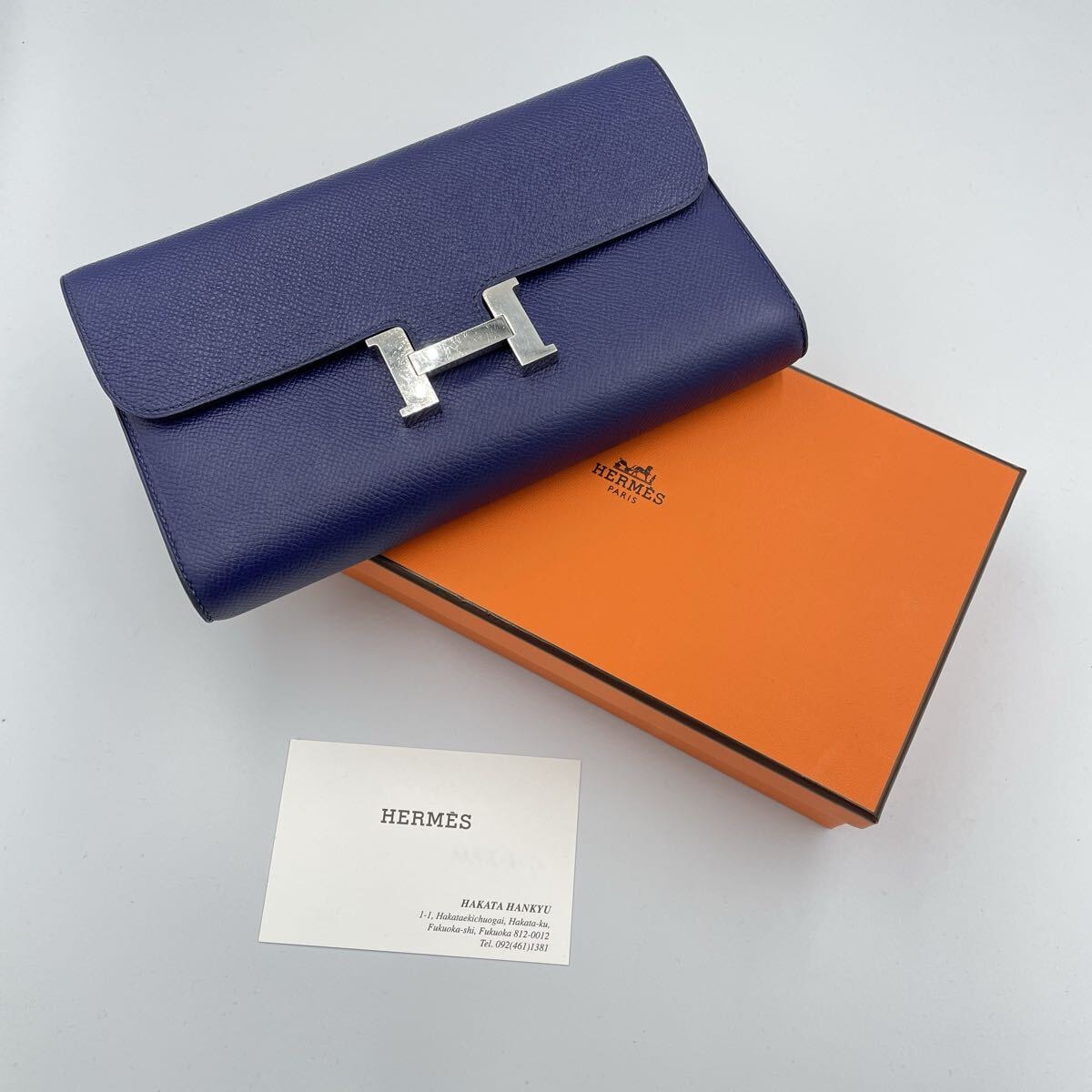 【HERMES】コンスタンスロング★ブルーアンクル　シルバー金具