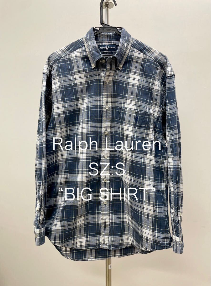 美品90sビンテージPolo Ralph Lauren ポロ ラルフローレン チェック シャツSボタンダウンL長袖 BIG SHIRTビッグ シャツbeamsビームスtoo