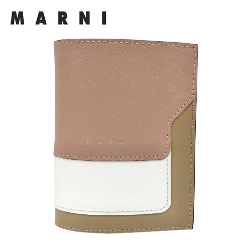 ○★新品未使用　MARNI (マルニ)　トランク　二つ折り財布　ピンク×ベージュ系×ホワイト★○