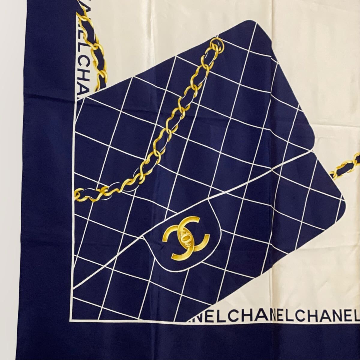 VINTAGE CHANEL 大判シルクスカーフ マトラッセ フラップバッグ ココ チェーンショルダーバッグ ヴィンテージシャネル
