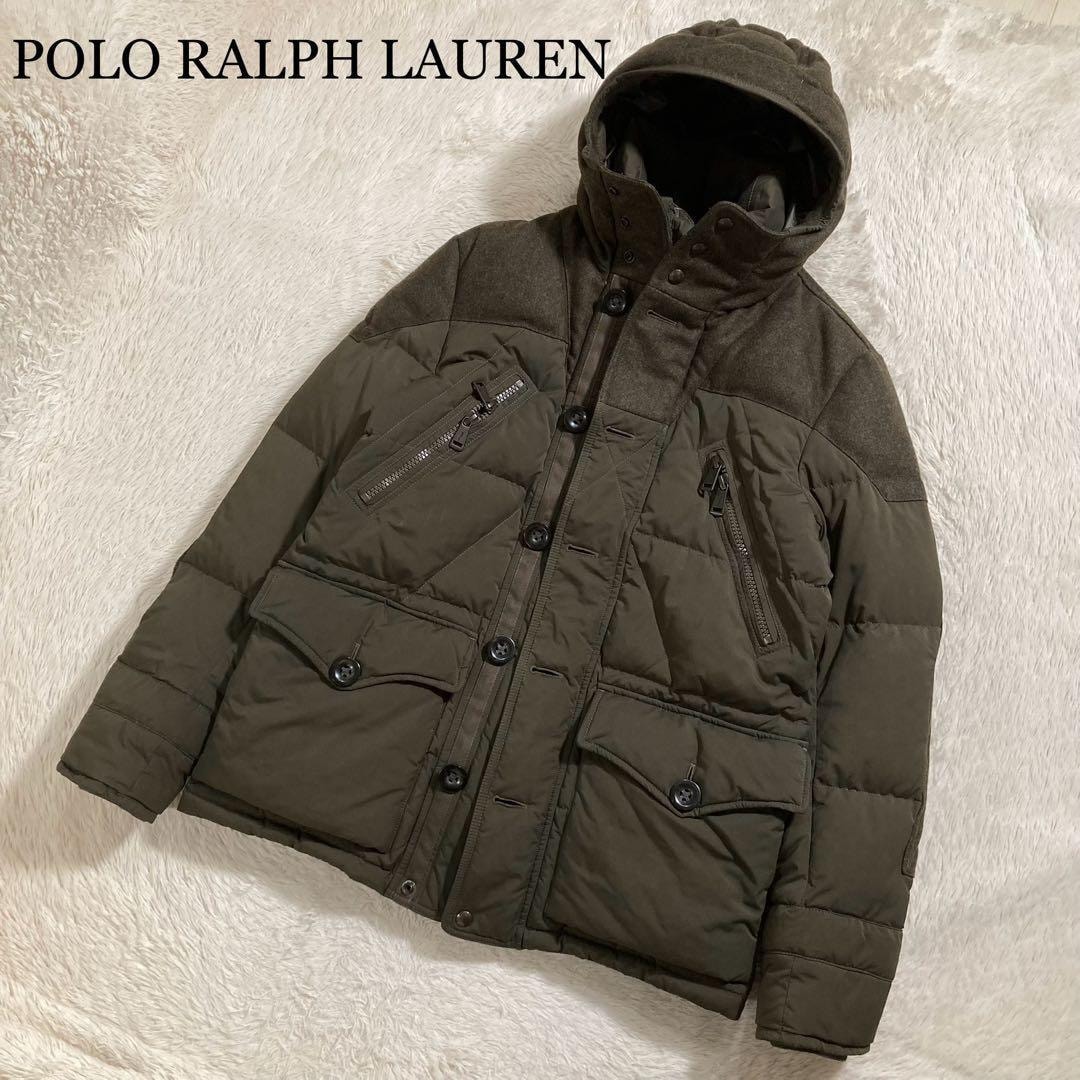 美品 POLO RALPH LAUREN ポロラルフローレン ダウンジャケット ドッキング ウール フィールドジャケット