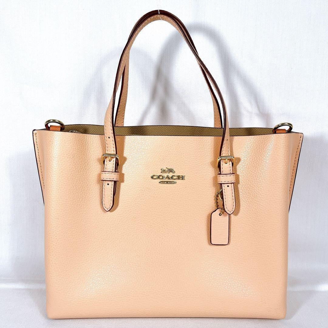 美品 COACH 2WAY モリー トート25 ショルダーバッグ サーモンピンク