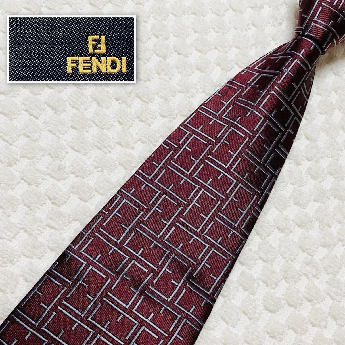 目立った傷や汚れなし】□美品□FENDI フェンディ ネクタイ FFロゴ総柄