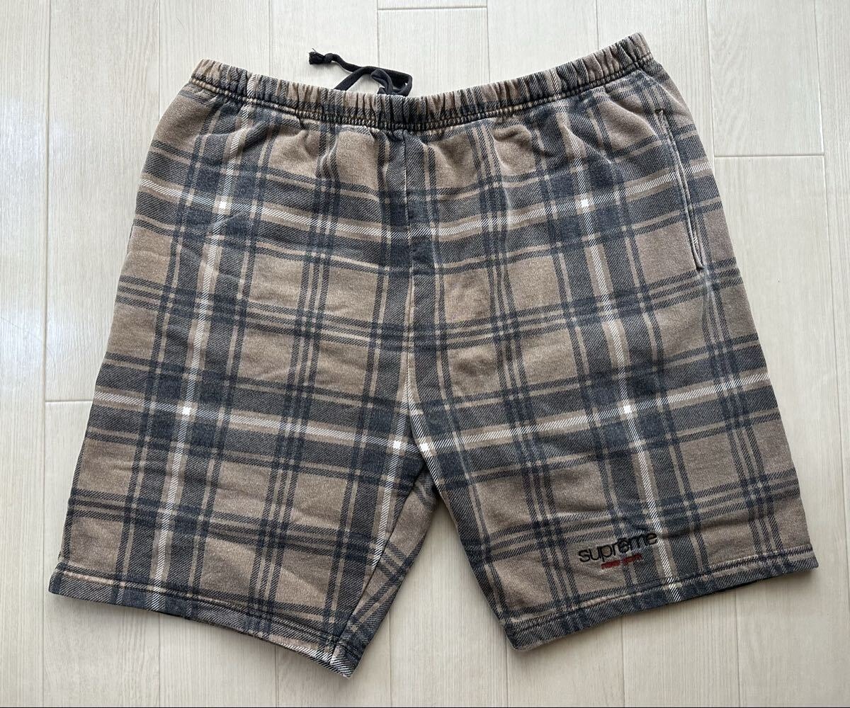 supreme/シュプリーム チェック柄 ショートパンツ XL ハーフパンツ ブラウン ボトムス