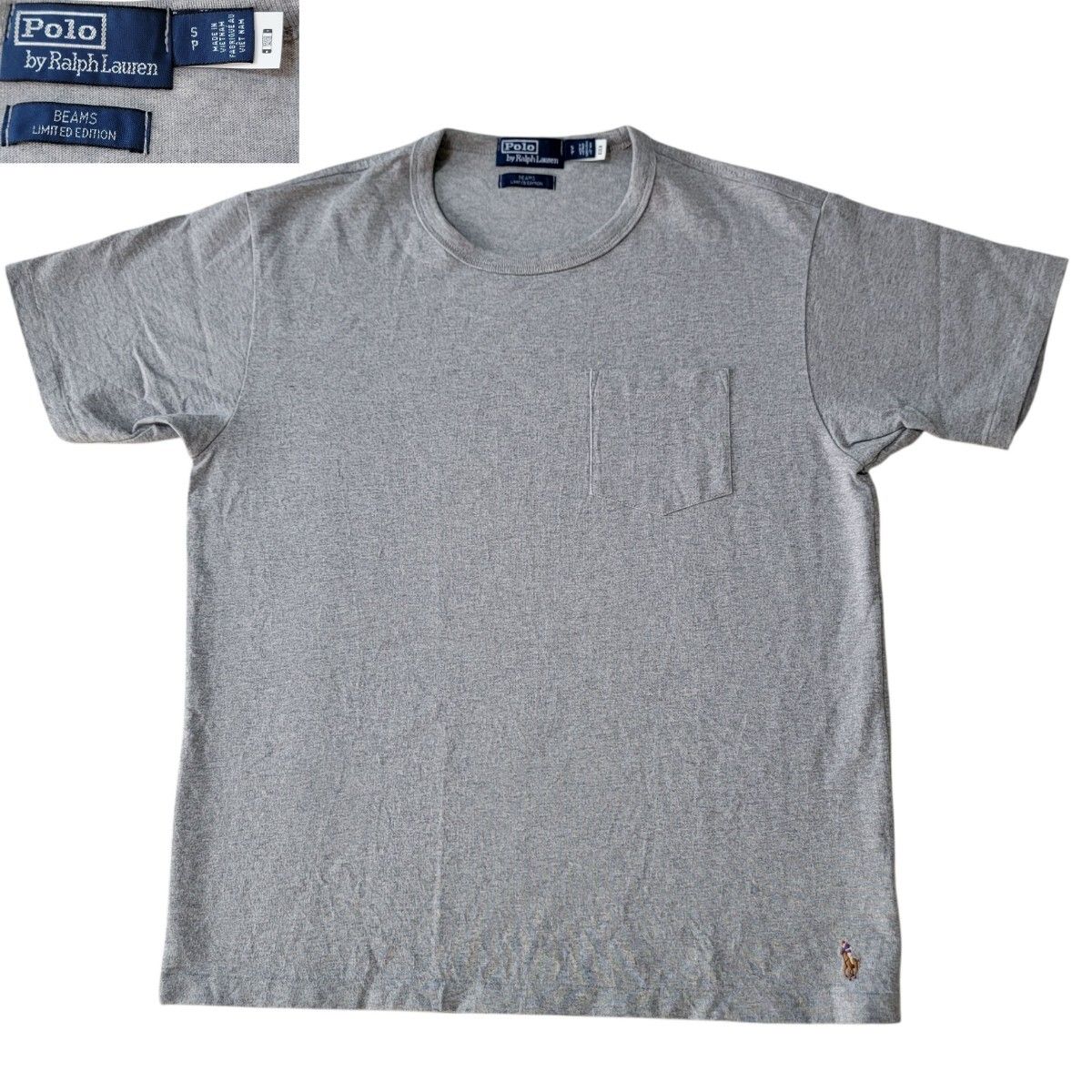 ほぼ未使用 ビームス別注 完売 POLO by RALPH LAUREN ポロバイラルフローレン Tシャツ グレー Big Fit Jersey Pocket T-Shirt 