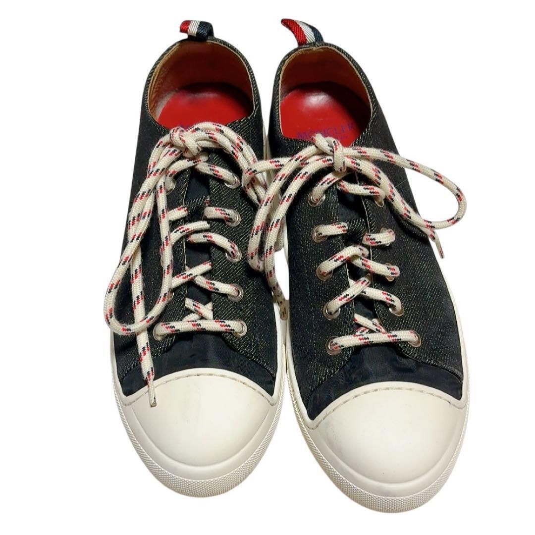 【美品】MONCLER モンクレール スニーカー 約24.5cm デニム×レザー