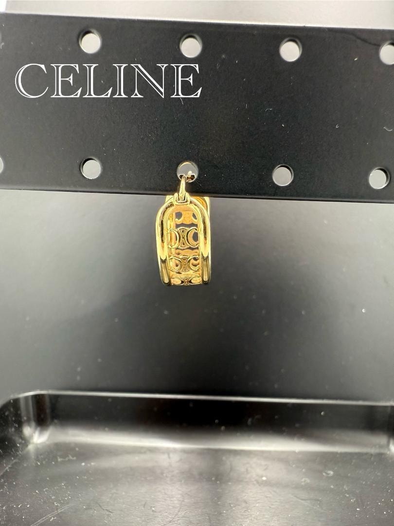 目立った傷や汚れなし】【片耳のみ】CELINE マカダム ピアス ゴールド 