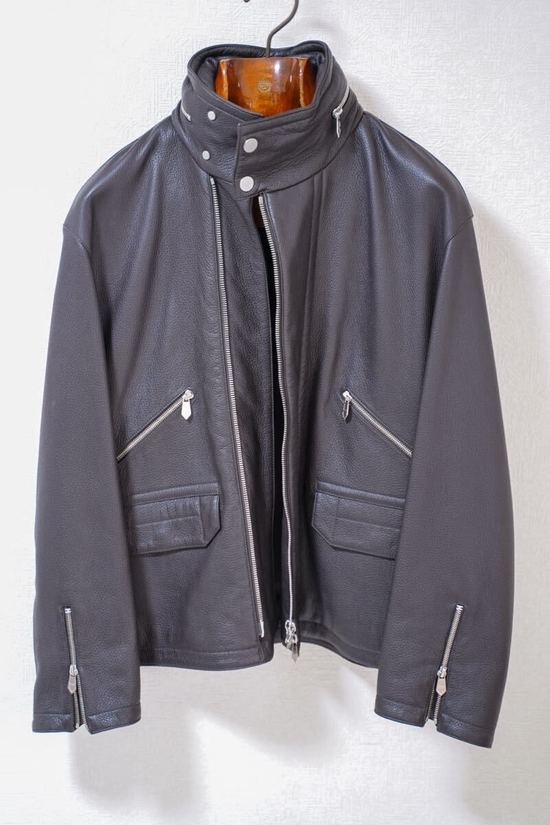 目立った傷や汚れなし】HERMES エルメス レザーブルゾン 48