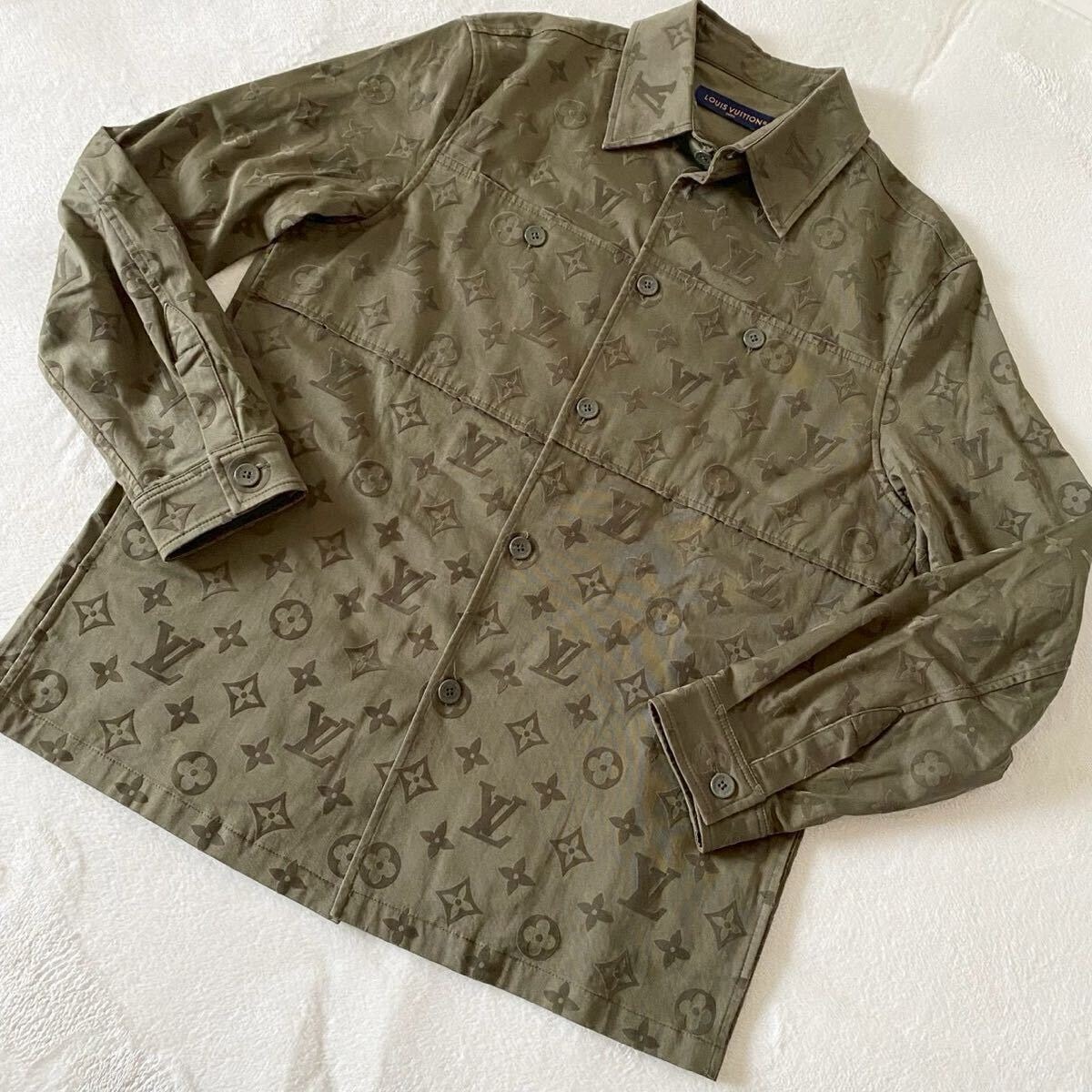 超美品LOUIS VUITTON 2023年 モノグラム オーバーシャツ カーキ