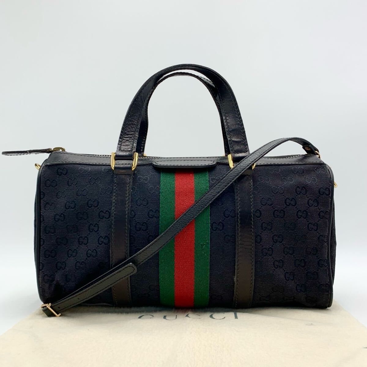 OLD GUCCI オールドグッチ ハンドバッグ シェリーライン ブラック 黒