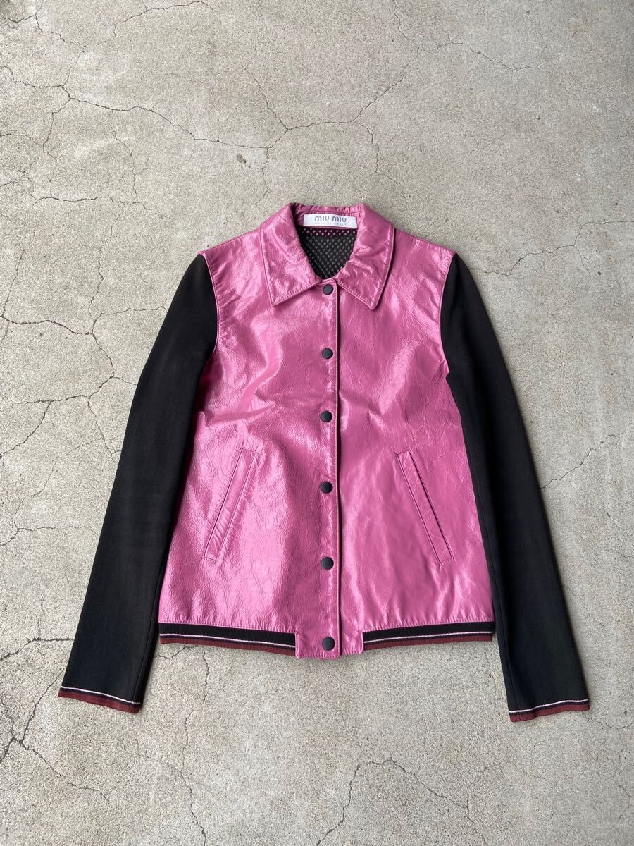 やや傷や汚れあり】MIU MIU 2000SS ARCHIVE スタジャン ジャケット 